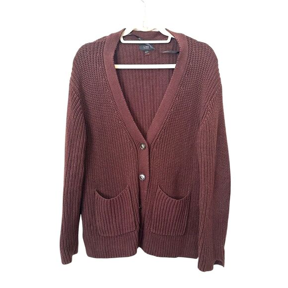 LINE THE LABEL Oversized Ribbed Cardigan Brown‎ XS - Picture 1 of 5